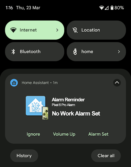 Home Assistant - Notifications - An Alarm for an Alarm